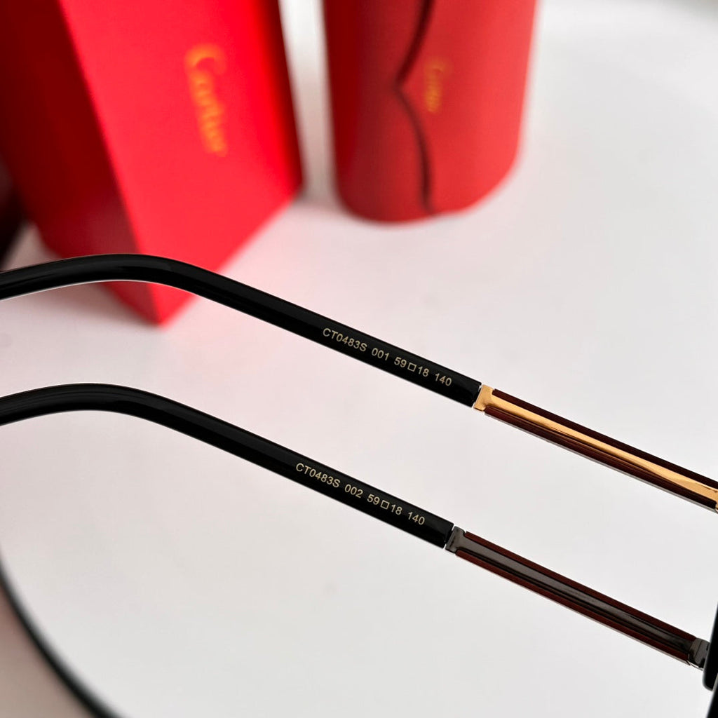 SANTOS SQUARE FRAME SUNGLASSES 524481 IN METAL AND WOODEN
