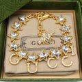 18K Double Gucci Script Crystals Bracelet