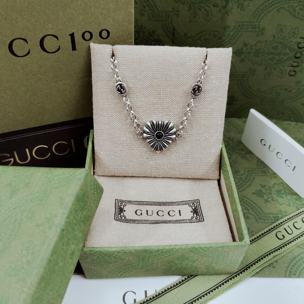 Double Gucci Interlocking Gucci Heart Necklace