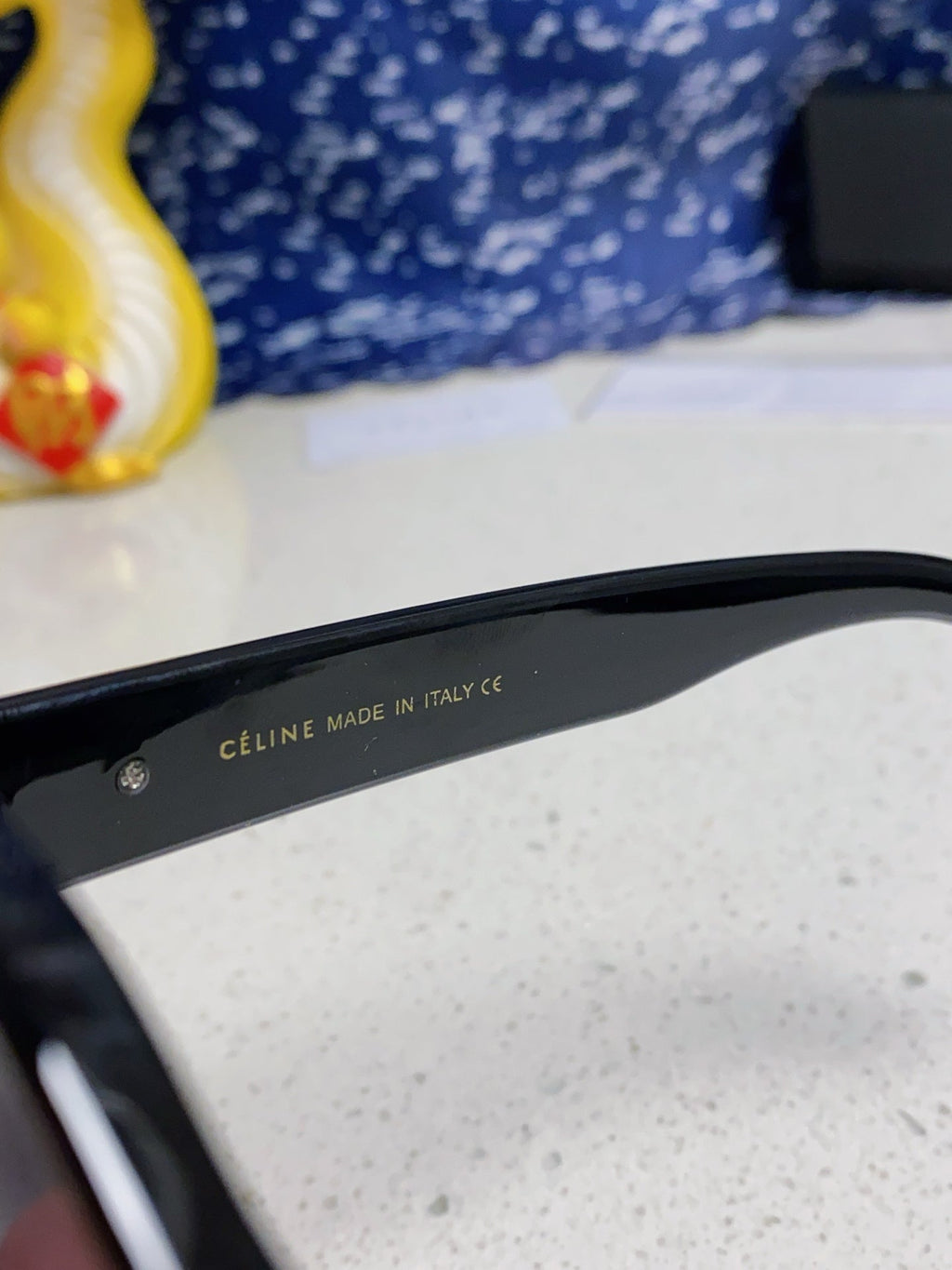CELINE TRIOMPHE SQUARE SUNGLASS  566743 IN BLACK ACETATE GRADIENT SMOKE LENSES