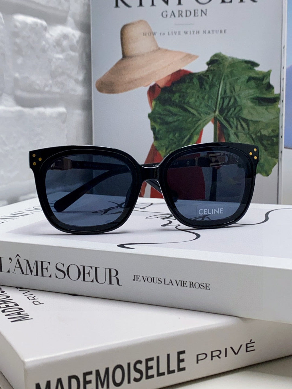 CELINE TRIOMPHE SUNGLASSES  573252 IN BLACK ACETATE METAL LOGO