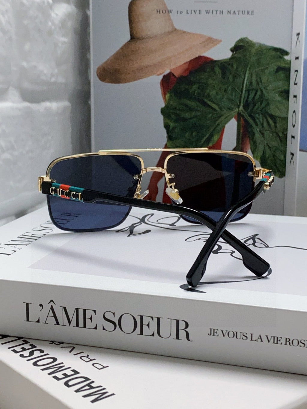 RECTANGULAR FRAME SUNGLASSES 576873 IN METAL