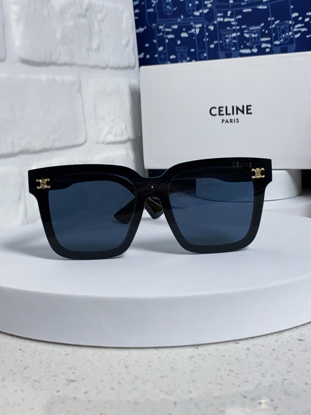 CELINE TRIOMPHE SUNGLASSES 548637 IN BLACK ACETATE